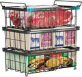 iSPECLE Chest Freezer Organizer - Fit 10 to 20 Cu.FT Freezer, 3 Pack Large Expandable Stackable Deep Freezer Organizer Bins Sort Frozen Food and Easily Get with Handle, Improve Air Circulation, Black