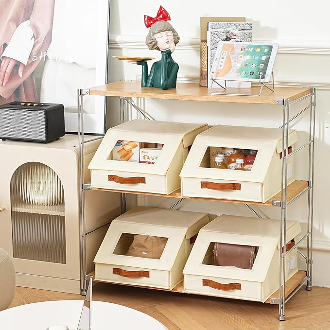 Closet Organizers and Storage, Stackable Closet Drawers, Fabric Closet Storage Bins, Foldable Linen Closet Organizer for Underwear, Clothes, Hat Storage,Wardrobe Space-Saving