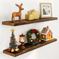 48 Inch Floating Shelves, 9.3 Inch Deep Floating Shelf for Wall, Rustic Wood Wall Shelves 48 x 9.3 x 1.5, Large Bathroom Shelf 48 Inch, Deep Shelves for Kitchen, Bedroom, Rustic Brown Color, 2 Pack