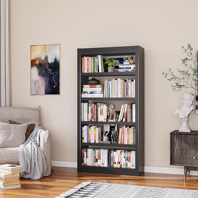 Book Shelf, 5-Tier Sturdy Bookcase, Adjustable Bookshelf, Large Capacity per Shelf, Modern Book Cases for Living Room, Home Office, Garage, Ideal for Home Organization & Stylish Upgrades