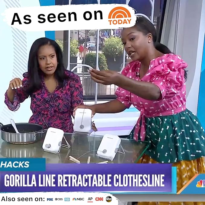 GorillaLine Retractable Clothesline, Indoor and Outdoor, Heavy Duty Wall Mounted Laundry Line, Space Saving Drying Rack for Towels, Sheets and Clothing, Stainless Steel, for Bathroom, Balcony or RV