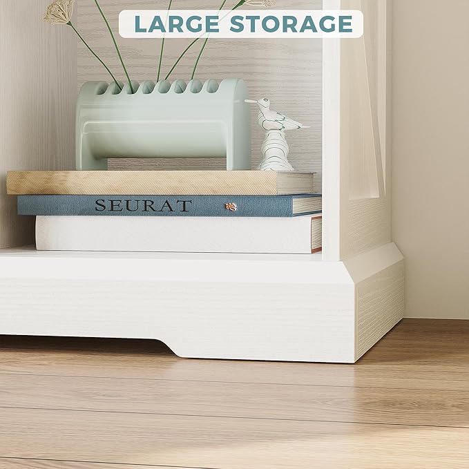 IRONCK 9 Cube Storage Organizer, Wooden Cube Shelf with Storage, Farmhouse Bookcase for Bedroom, Living Room and Home Office, White