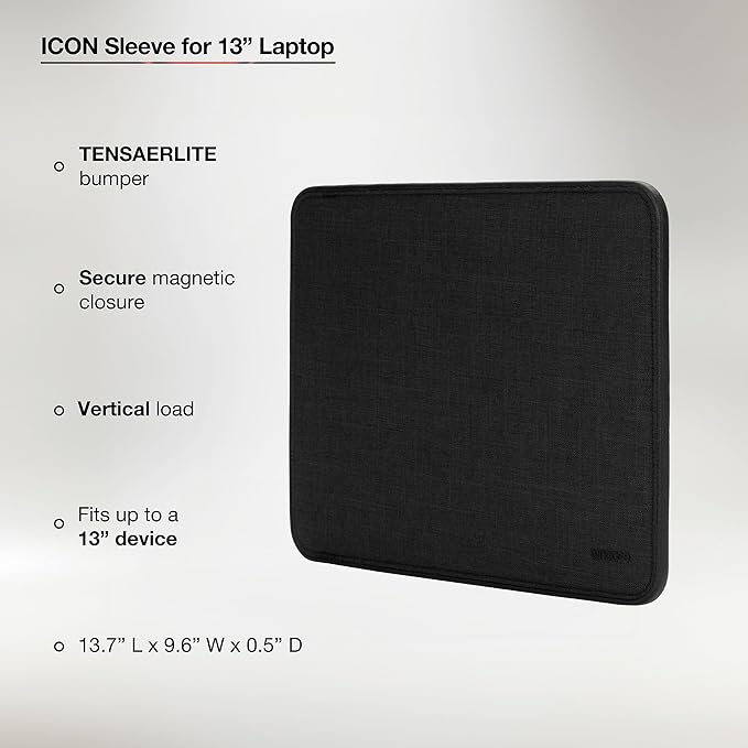 Incase ICON Sleeve with Woolenex - MacBook Air 13 inch Case - 2025, 2024, 2023, 2022, M4, M3, M2 - Fitted MacBook Case, Laptop Sleeve, Hard Cover, Durable, Lightweight - Graphite