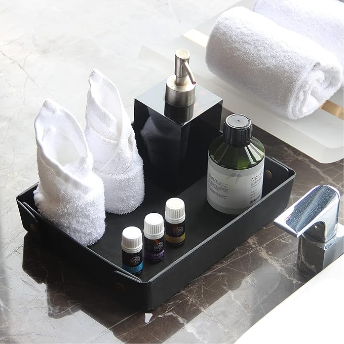 CASIRENA Father's Day Gifts Faux Leather Valet Tray Organizer for Men - Catch-All Tray for Entryway Table Key, Wallet, Watch, Coin Change, Phone, Dresser EDC Dump Jewelry, Bedside Nightstand Desk-top