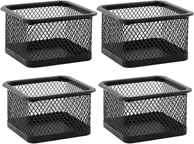 Paper Clip Holder for Desk, Paperclip Holders Mesh Paperclip Dispenser Organizer for Desk Binderclip Bobby Pin Holder Container for Home Office School(SIZE:4pcs)