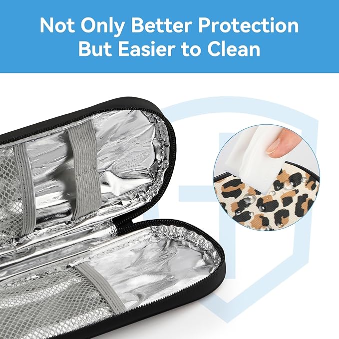 Insulin Cooler Travel Case Diabetic Medication Insulated Cool Organizer with 2 Reusable Ice Packs for Insulin Pen and Other Diabetic Supplies, for The Daily Life and Trip, Leopard Print