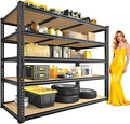 48" W Garage Shelving Heavy Duty 2800LBS Garage Storage Shelves, 5 Tier Adjustable Metal Shelving Unit Utility Rack Shelf for Warehouse, Pantry, Closet, Kitchen 72" H x 48" W x 18" D, Black
