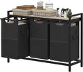 Heybly Laundry Hampers, 3 × 12.5 Gal Laundry Basket with Large Desktop Sorter for Laundry Room organization, Bathroom and Dorm Laundry Bags on Storage Shelf Greige HLH003SG
