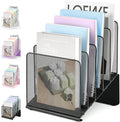 File Organizer for Desk, File Folder Organizer with 5-Section Vertical Rack, Suitable for Home Office Document Organization and Storage(Black)