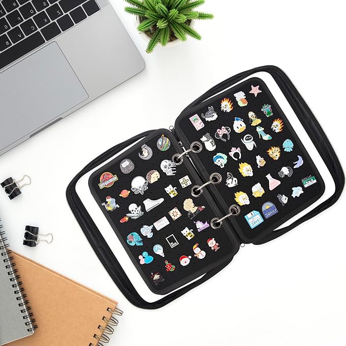 Enamel Pin Display Pages Pin Carrying Case, Pins Collection Storage Organizer Case, Travel Brooch Pin Display Bag (Pins Not Included)