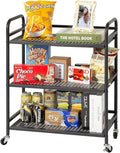 HDANI 3 Tier Metal Rolling Heavy Cart Supports 40 Lbs Per Tier,Mesh Rolling Cart with 2 Lockable Wheels for Office,Home,Bedroom,Kitchen,Bathroom(Black)