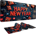 Happy New Year Gaming Mouse Pad 35.4"x15.7"Desk Mat Anti-Slip Rubber Base & Durable Stitched Edges for Gamers Smooth Mouse Writing Surface for Desk Office/Home