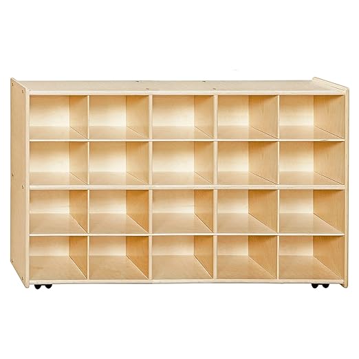 Contender 20 Cubby Storage Shelf made of Birch Wood [Comes Fully Assembled], for Classrooms and Homes, Toy Organizer, Stationary Organizer, Natural Finish