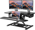 SANODESK 35" Electric Standing Desk Converter,Height Adjustable Riser for Office Home, Monitor and Laptop Workstation with Large Keyboard Tray, Black Color