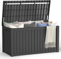 Outdoor Storage Box - Lockable Waterproof UV-Resistant Resin Deck Box for Patio Cushions, Pool Accessories (Black, 150 Gallon)