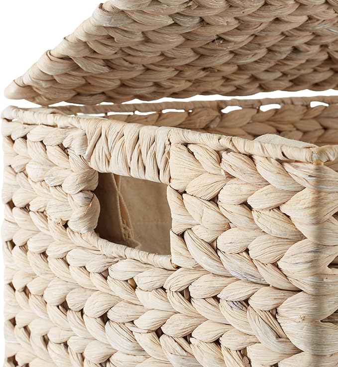 Casafield 2-Section Laundry Hamper with Removable Liner Bags - Whitewash, Woven Water Hyacinth Double Laundry Basket Sorter for Clothes and Towels