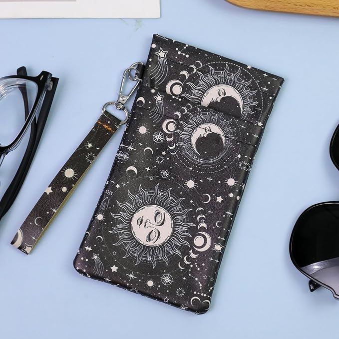 Double Eyeglass Case Soft Dual Glasses Case for Women Men Travel Squeeze Top Sunglasses Cases Eyeglasses Pouch
