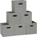 Household Essentials Foldable Fabric Storage Cubes 6-Pack – 11x11x11 Stackable Non-Woven Bins with Chipboard Sides & Grommet Handles – Closet, Shelf, Nursery, or Office Organizer – Dove Gray