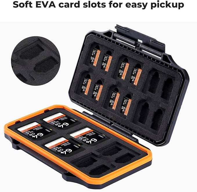 K&F CONCEPT 36 Slots SD Micro SD Memory Card Case, Water-Resistant SD Card Holder, Anti-Shock Card Carrying Storage Box for 24 Micro SD SDXC SDHC TF Cards and 12 SD SDXC SDHC Cards