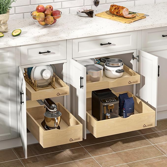 WelFurGeer Soft Close Pull Out Drawers for Kitchen Cabinets, 32" W x 21" D Pull Out Cabinet Organizer, Cabinet Drawers Slide Out, Slide Out Drawers for Kitchen Cabinets, Cabinet Pull Out Shelves