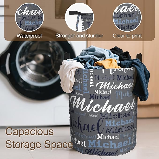 Custom Name Laundry Hamper, Personalized Laundry Baskets with Name for Boys Girls Women Men, Customized Collapsible Dirty Clothes Hamper Easy Storage Gifts for Bedroom Bathroom Living Room
