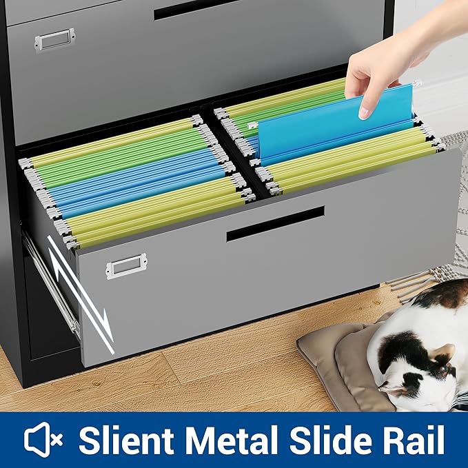 2 Drawer Lateral File Cabinet with Lock, Metal Steel Filling Cabinets for Home Office, Lockable Storage Cabinet for Hanging Files Letter/Legal/F4/A4 Size-Assembly Required