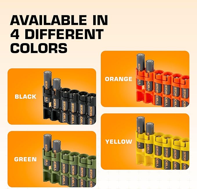 Storacell Slimline AAA-6 Battery Storage Caddy and Dispenser (Pack of 2), Orange, Holds 6 AAA Batteries (Not Included), Durable & Compact Design, The Original Battery Caddy, Made in The USA
