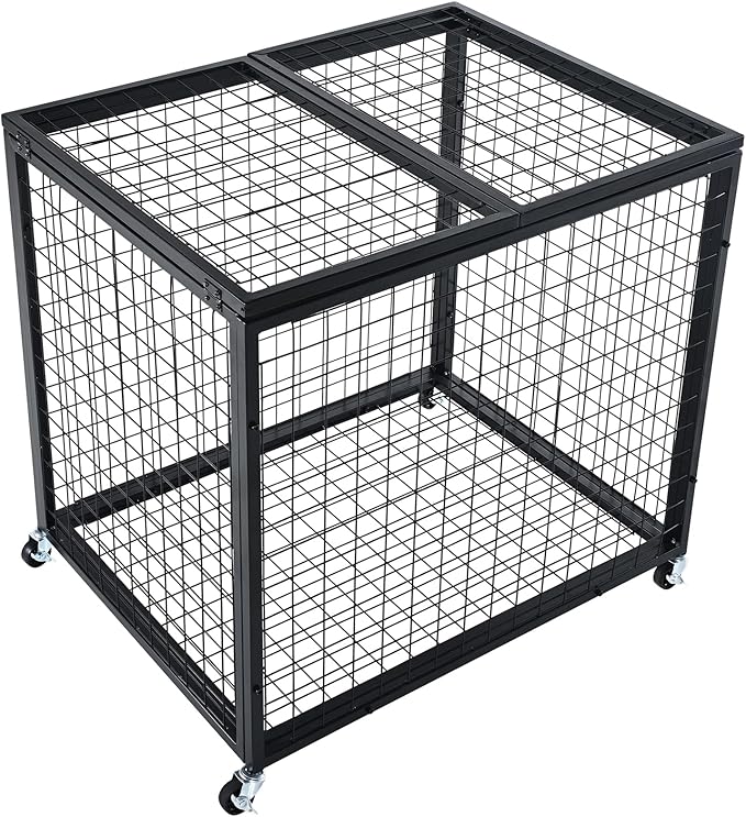VEVOR Rolling Sports Ball Storage Cart, Lockable Basketball Cage with Double Lids, Sport Equipment Holder Organizer for Indoor Outdoor, Steel Storage Rack for Garages, Playgroup, Gym and Schools