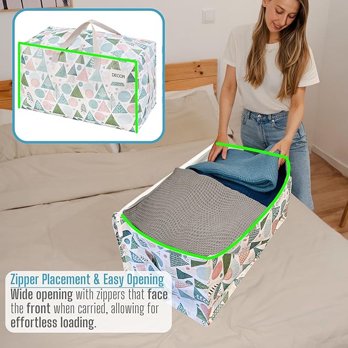 VENO 6 Pack Moving Bags and Large Christmas Decoration Storage Bins with lids. Alternative to Moving Boxes, Packing Supplies for College. Heavy Duty Totes (Pastel Forest, 6 Pack)