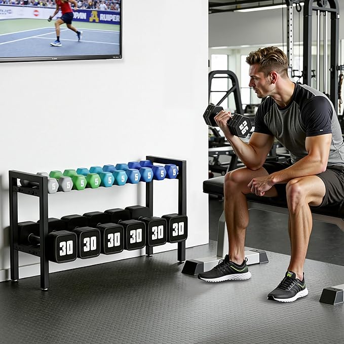 Dumbbell Rack Weight Stand Holder 2-Tier 31 IN Adjustable Weight Rack For Home Gym (Rack Only)