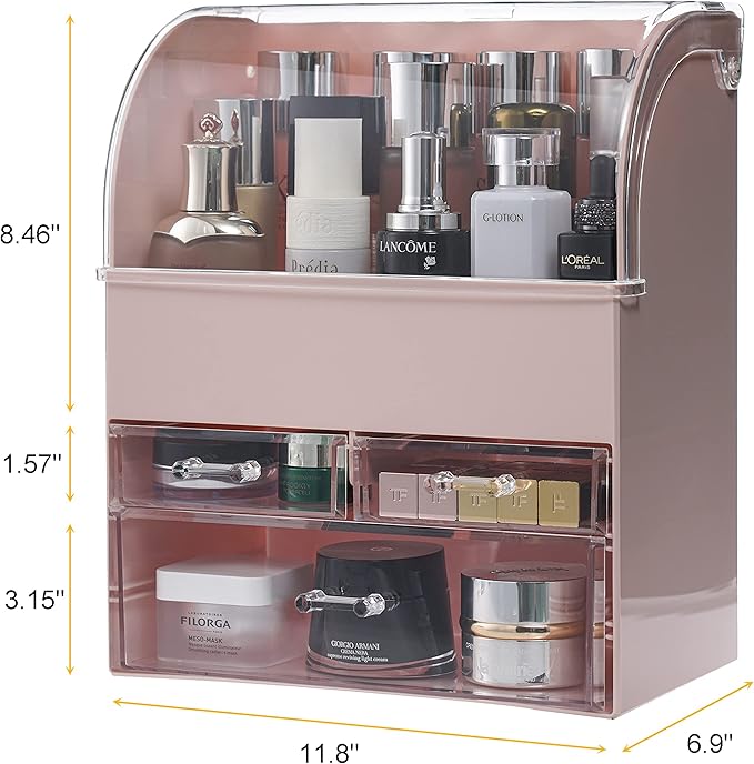 MOOCHI Professional Large Cosmetic Makeup Organizer Bathroom Storage Display Case with Drawers