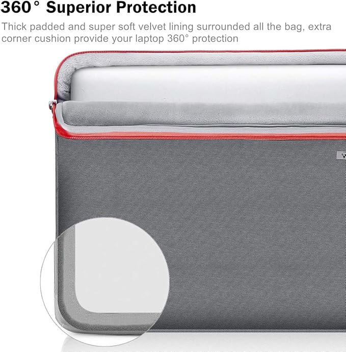 Voova Laptop Sleeve Case 13 13.6 Inch with Handle, 360°Protective Waterproof Slim Computer Bag Cover Compatible with MacBook Air 13 M1/M2/M3/M4 2020-2024, MacBook Pro 13, IPad Air/Pro 13, Grey