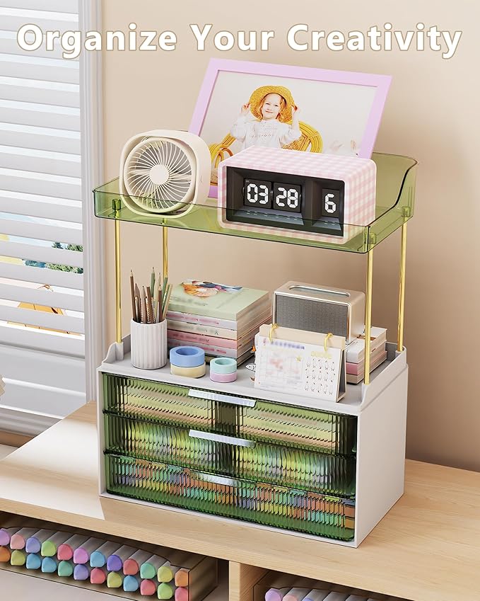 Bathroom Organizers and Storage, Makeup Organizer (Sturdy Durable Attractive), Ideal for Vanity, Countertop, Counter, Perfume, Skincare, Cabinet, Cosmetic, Dresser Organizer (Green)