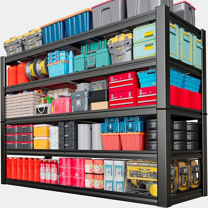 68" Wide Heavy Duty Garage Shelving Units, 5-Tier Deep Storage Shelves,Black Metal Garage Shelves,Steel Shelf,Large Storage Rack,Industrial Shelving for Shop, 68" W x 24" D x 84" H