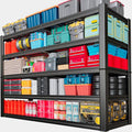 68" Wide Heavy Duty Garage Shelving Units, 5-Tier Deep Storage Shelves,Black Metal Garage Shelves,Steel Shelf,Large Storage Rack,Industrial Shelving for Shop, 68" W x 24" D x 84" H