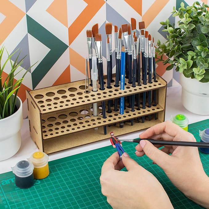 Paint Brush holder. Large Capacity Paint brush organizer and Art Supply Organizer kit for table and wall miniatures modeling crafts