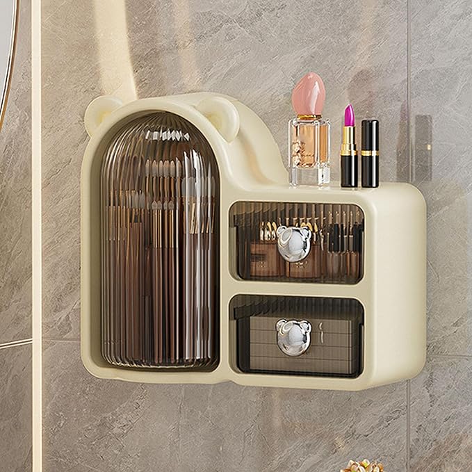 Makeup Organizer, Large Capacity Cosmetic Display Case with Makeup Brush Holder, Vanity Organizer for Eyeshadows, Lipsticks, Foundations