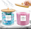 2 Pack Laundry Pods Container,Laundry Room Organization and Storage Jars,Laundry Detergent Container for Powder,Pods,Scent Booster,with Non-Slip PU Leather Pad and Handle,Bamboo Lids,Labels and Scoops