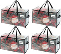 VENO 4 Pack Moving Bags, Comforter and Blanket Storage Bags for Closet, Moving Boxes, Boxes with Lids Alternative, College Dorm Packing Supplies, Foldable Heavy-Duty Tote with Window (Clear, 4 Pack)