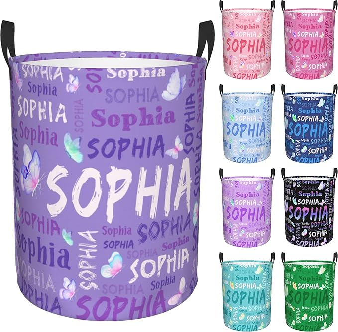 Custom Name Laundry Hamper, Personalized Laundry Basket with Name for Boys Girls Kids Men Women, Customized Name Dirty Clothes Basket Gifts for Clothes Toy Bathroom Bedroom Laundry Room Dorm