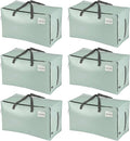 VENO 6 Pack Moving Bags and Large Christmas Decoration Storage Bins with lids. Alternative to Moving Boxes, Packing Supplies for College. Heavy Duty Totes (Shiny Light Green, 6 Pack)