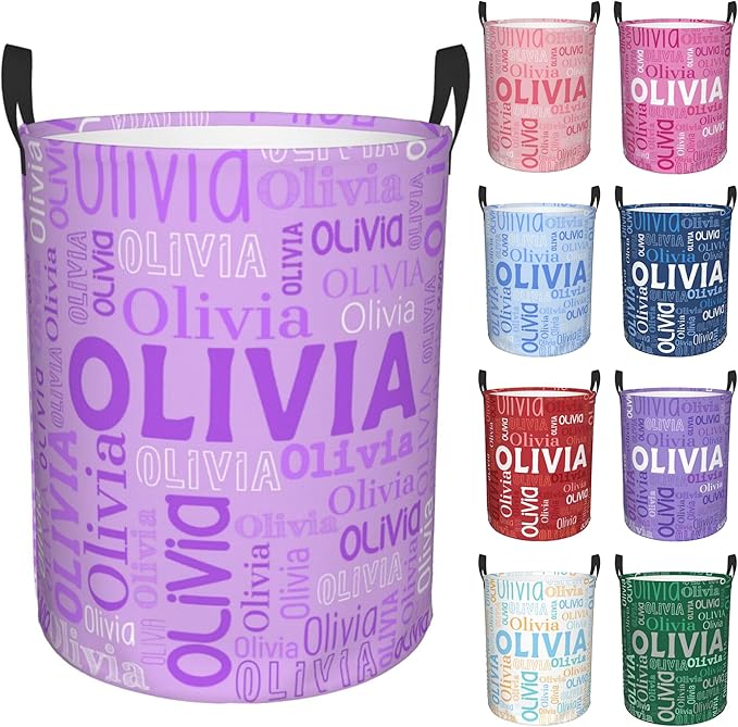 Custom Name Laundry Hamper, Personalized Laundry Basket with Name for Boys Girls Kids Men Women, Customized Name Dirty Clothes Basket Gifts for Clothes Toy Bathroom Bedroom Laundry Room Dorm