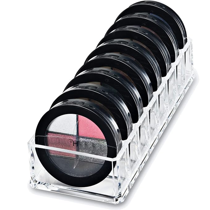 byAlegory Acrylic Lipstick & Acrylic Compact Makeup Organizer Set For Bronzer Highlighter Powder & Blush 32 Space Refillable Cosmetic Storage - Clear