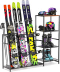 Ski-Snowboard Storage Rack Holder - Freestanding Ski Equipment Organizer Snowboard Boot Stand Garage Gear Storage