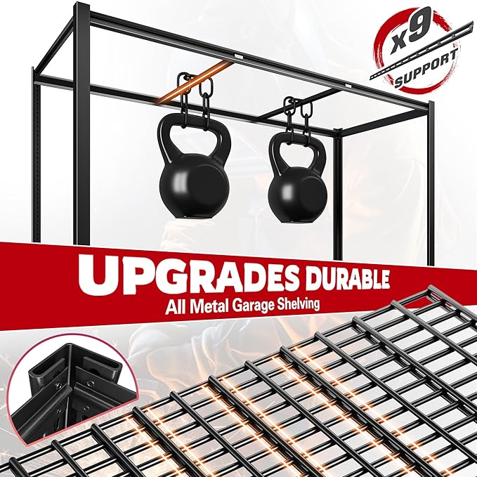 REIBII 60" W Garage Shelving, 3000LBS Metal Shelving Units, 6 Tier Storage Shelves, Adjustable Heavy Duty Shelving and Storage Rack for Warehouse, Pantry, Basement, 60" W x 84" Hx 24" D