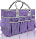 Cupohus Water-Resistant Art Organizer Tote Bag - Craft Storage Bag with Multiple Pockets and Handles for Artists, Kids, Students, and More – Purple