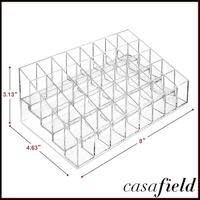 Casafield 40 Slot Acrylic Lipstick & Makeup Organizer - Cosmetic Display Case - Clear