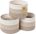 Small Basket for Organizing | Cube Shelf Closet Storage Baskets | 9.7×9.7×7.1” | Woven Rope Gift Basket | Nursery | Round 3 Packs Gradient Brown