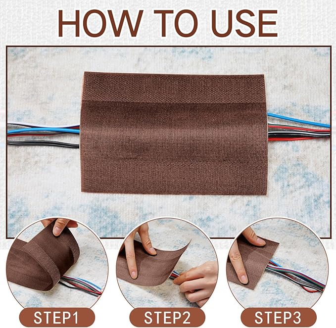 WILLBOND Carpet Cord Cover Cable Protector Floor Cover Cable Protector Management Only for Commercial Office Carpet(9.84 ft,Brown)
