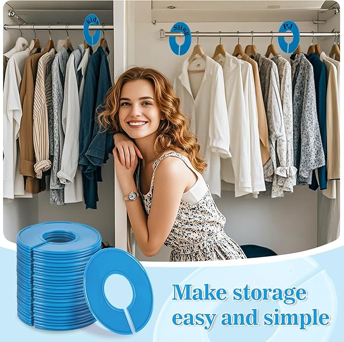 Sukh Closet Dividers 30pcs - Plastic Clothes Organizer Shelf Tags Labels for Clothing Rack Wardrobe Store Warehouse Nursery Must Haves Boutique Supplies Sturdy Durable Flexible No Burrs (Blue)